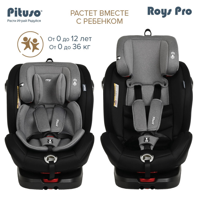 Pituso Удерживающее устройство для детей 0-36 кг Roys Black, Grey Inlay /Черный, Серый вкладыш - фото10