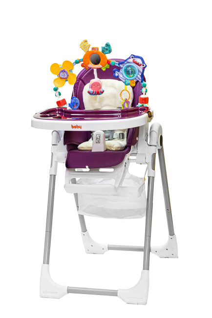 Стульчик для кормления Baby Prestige Junior LUX+развивающая дуга Веселый краб  (Цвет Purple) - фото