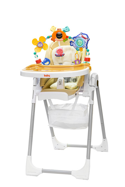 Стульчик для кормления Baby Prestige Junior LUX + развивающая дуга Веселый краб (Цвет Berge) - фото