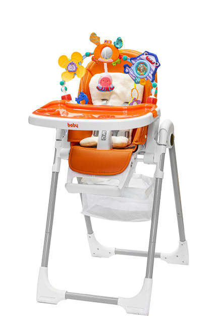 Стульчик для кормления Baby Prestige Junior LUX + развивающая дуга Веселый краб (Цвет Orange) - фото